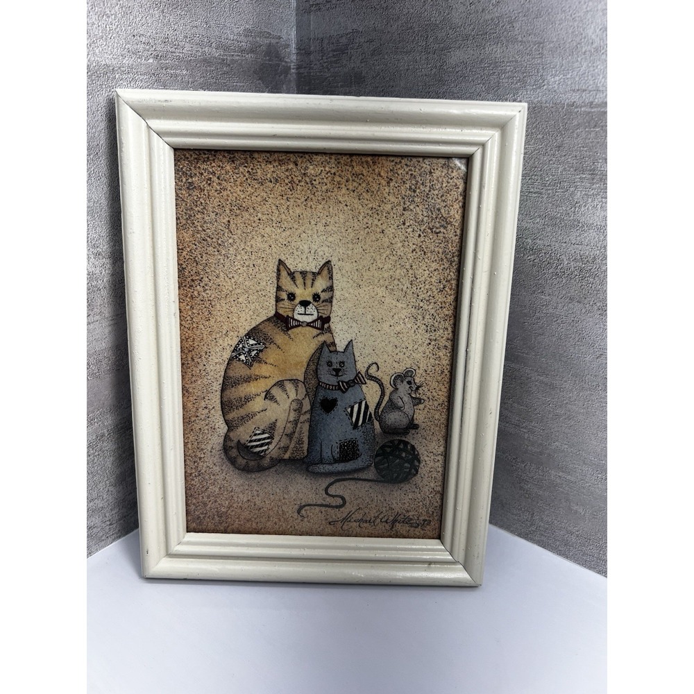 MIchael White Country Farmhouse Folk Art 8x6 Print Cats